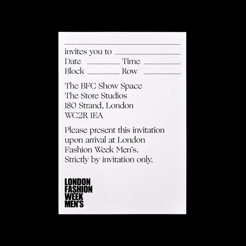 London Fashion Week Mens Branding